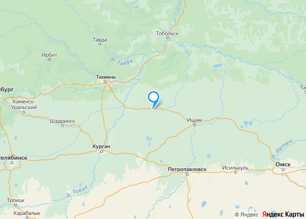 Дом 18,9 кв.м. и земельный участок 1330+/-13 кв.м. в Тюменской обл. - Изображение местоположения