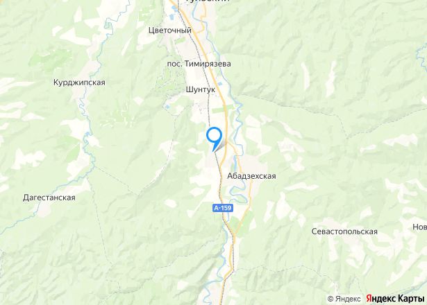 Производственно-складские здания 1016 кв.м на земельном участке 8986 кв.м. в Адыгее - Изображение местоположения