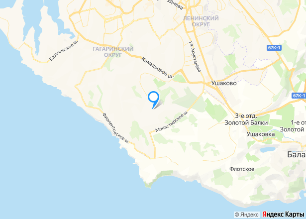 Дом 65,5 кв.м. и земельный участок 422+/-7 кв.м. в Севастополе - Изображение местоположения