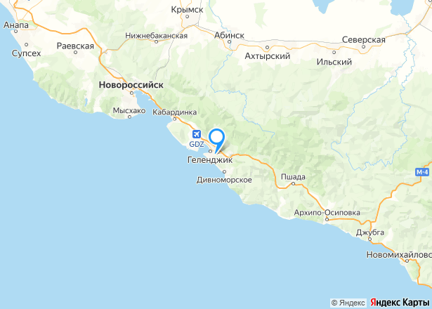 Дом 316,8 кв.м. и земельный участок 1027 кв.м. в Геленджике - Изображение местоположения
