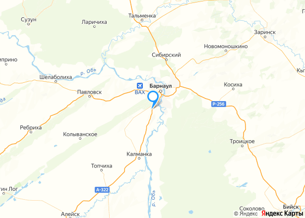 Сооружение 9,2 кв.м. и земельный участок 4659+/-24 кв.м. в Барнауле - Изображение местоположения