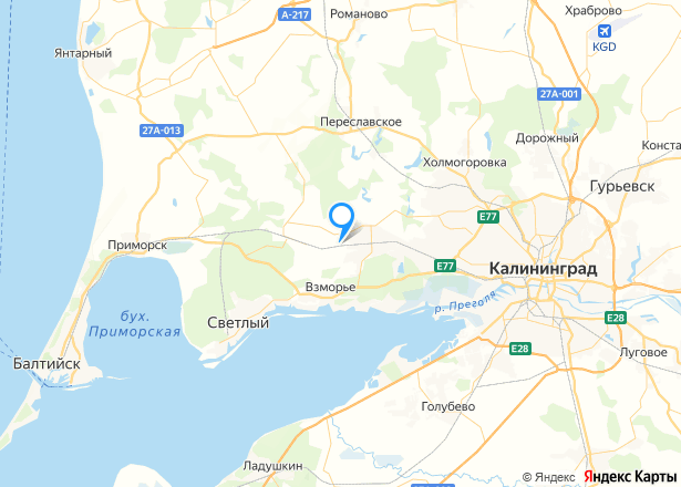 Земельный участок в Калининградской обл., 1000 кв.м. - Изображение местоположения