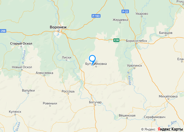 Земельный участок 4800 кв.м и дом 79,2 кв.м в Воронежской обл. - Изображение местоположения