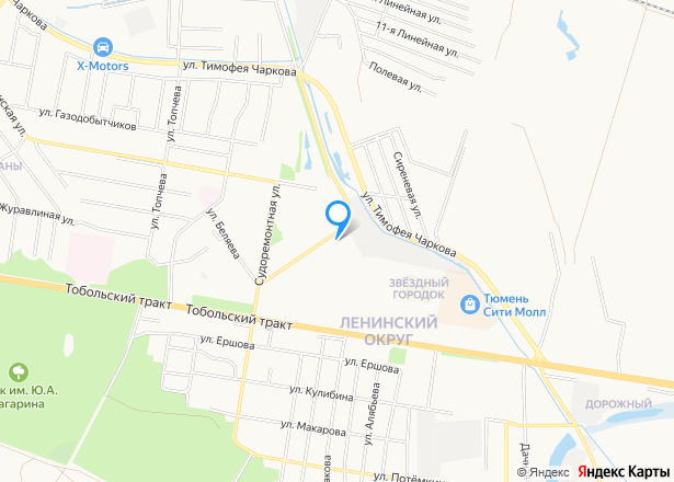 Нежилое подвальное/полуподвальное помещение площадь: 492,5 кв.м, г. Тюмень, ул. Малиновского, дом 6, корпус 1а - Изображение местоположения