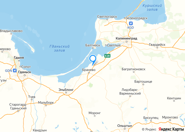 Земельный участок в Калининградской обл., площадь 415132 кв.м. - Изображение местоположения