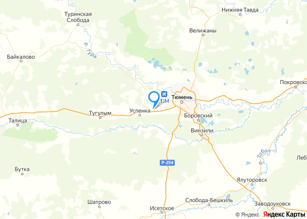 Дом 106,3 кв.м. и земельный участок 850 кв.м. в Тюменской обл. - Изображение местоположения