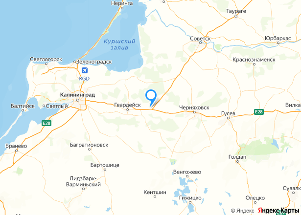 Земельный участок в Калининградской обл., 144000+/-3320 кв.м. - Изображение местоположения