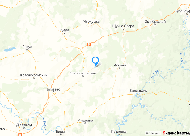 Дом 41,3 кв.м. и земельный участок 1001 кв.м. в Башкортостане - Изображение местоположения