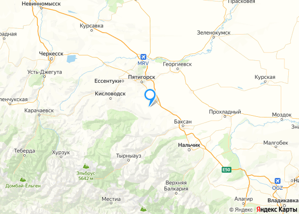 Дом 67 кв.м. и земельный участок 5000 +/- 25 кв.м. в Кабардино-Балкарии - Изображение местоположения