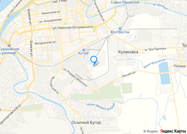 Здания и земельный участок 15036 кв.м. в Астраханской обл. - Изображение местоположения