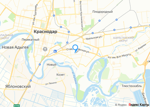 Здания и земельный участок 447+/-8.1 кв.м. в Краснодаре - Изображение местоположения