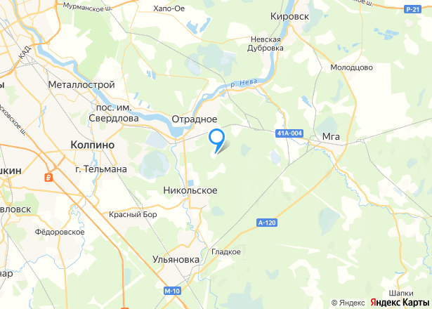 1/4 доля земельного участка в Ленинградской обл. - Изображение местоположения