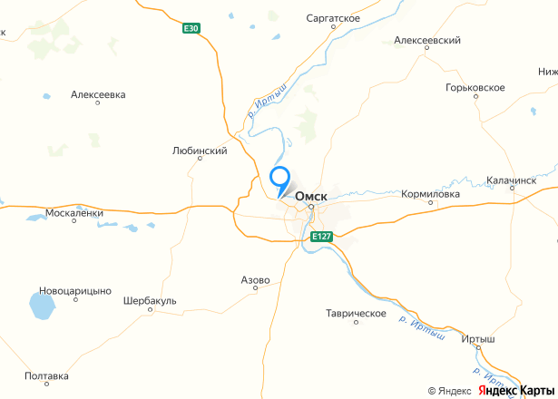 Дом 124,3 кв.м. и земельный участок 610 кв.м. в Омской обл. - Изображение местоположения