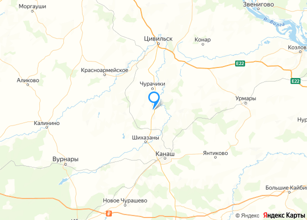 1/6 доля дома и 1/6 доля земельного участка в Чувашии - Изображение местоположения