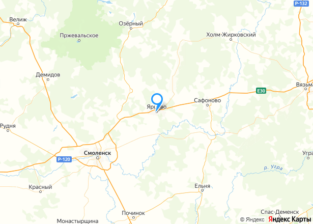 ГАБ. Нежилое помещение 494.3 кв.м с арендатором «Пятерочка», г. Ярцево, Смоленская область - Изображение местоположения