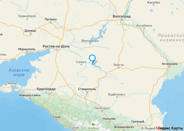 Дом 36,6 кв.м. и земельный участок 1738 кв.м. в Калмыкии - Изображение местоположения