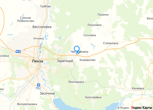 Дом 167 кв.м. и земельный участок 1050+/-11 кв.м. в Пензенской обл. - Изображение местоположения