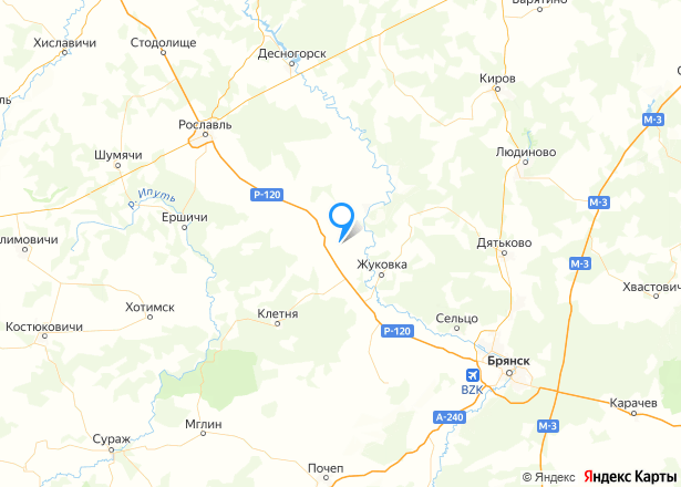 Земельный участок в Брянской обл., 50400+/-1964 кв.м - Изображение местоположения