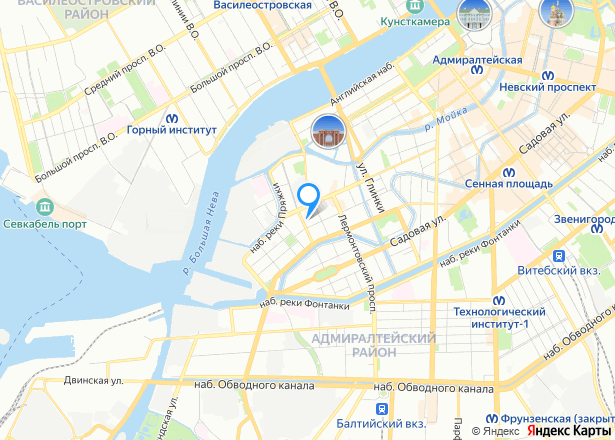 Квартира в Адмиралтейском районе Санкт-Петербурга, 77 кв.м, 3 комн. - Изображение местоположения