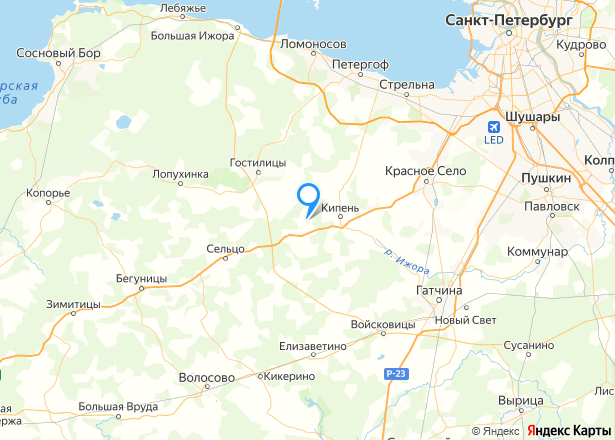 Земельный участок Ленинградская область, Ломоносовский район, МО «Кипенское сельское поселение», ЗАО «Кипень», у д. Глух - Изображение местоположения