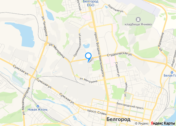 Здания и земельный участок 5705+/-26 кв.м. в Белгороде - Изображение местоположения