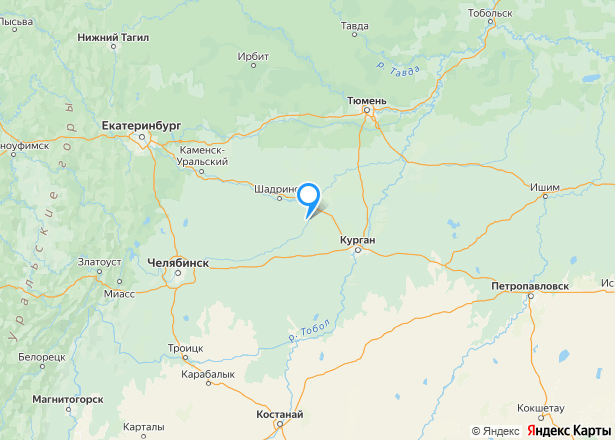 Дом 62,4 кв.м. и земельный участок 997 кв.м. в Курганской обл. - Изображение местоположения