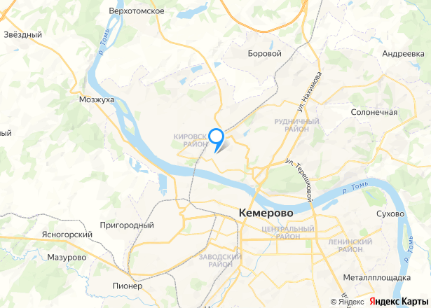 Дом 52,9 кв.м. и земельный участок 480 кв.м. в Кемеровской обл. - Изображение местоположения