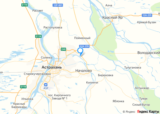 Дом 38,4 кв.м. и земельный участок 602 кв.м. в Астрахани - Изображение местоположения