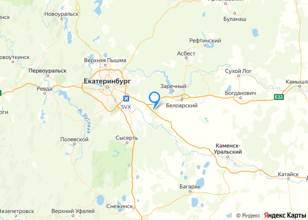 Земельный участок в Свердловской обл., 1000 кв.м. - Изображение местоположения