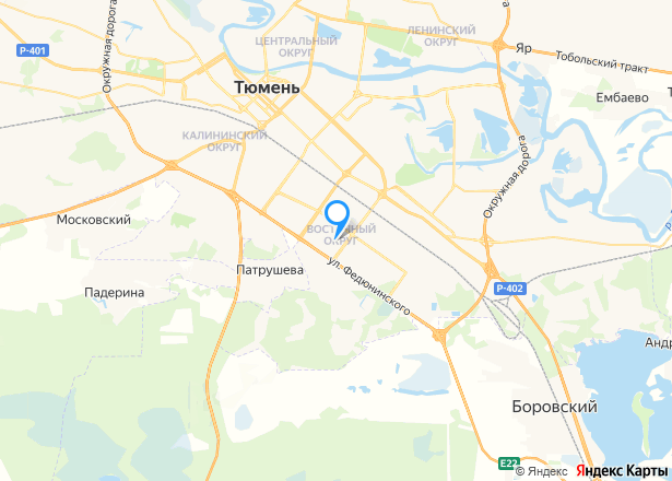 Квартира в Тюмени, 47,2 кв.м, 1 комн. - Изображение местоположения