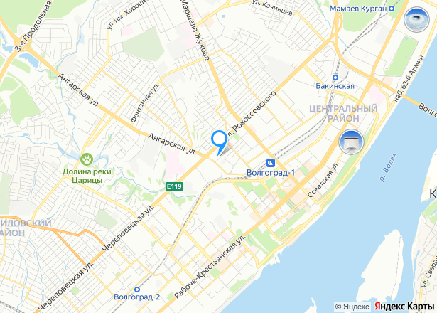 Квартира в Волгограде, 59,1 кв.м, 3 комн. - Изображение местоположения