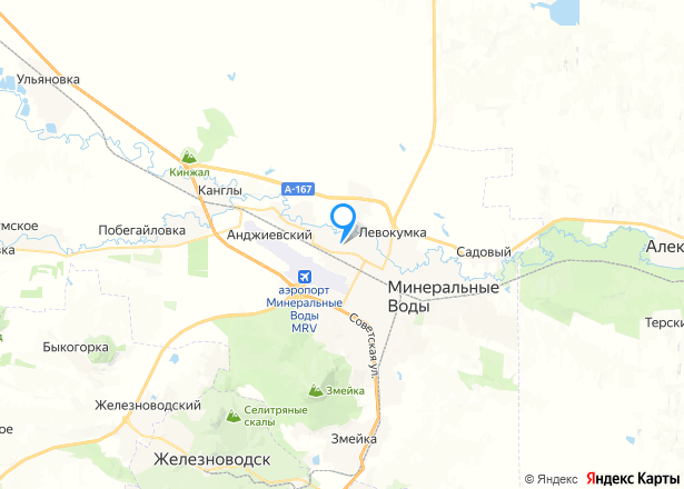 Квартира 3-ком.  Ставропольский край, Минераловодский р-н п. Первомайский, ул. Молодежная, д. 6, кв. 9, 57.7 кв.м - Изображение местоположения
