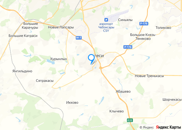 Квартира в Чувашии, 46,6 кв.м, 1 комн. - Изображение местоположения