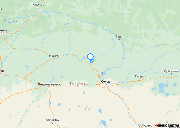 Дом 31,1 кв.м. и земельный участок 576 кв.м. в Омской обл. - Изображение местоположения