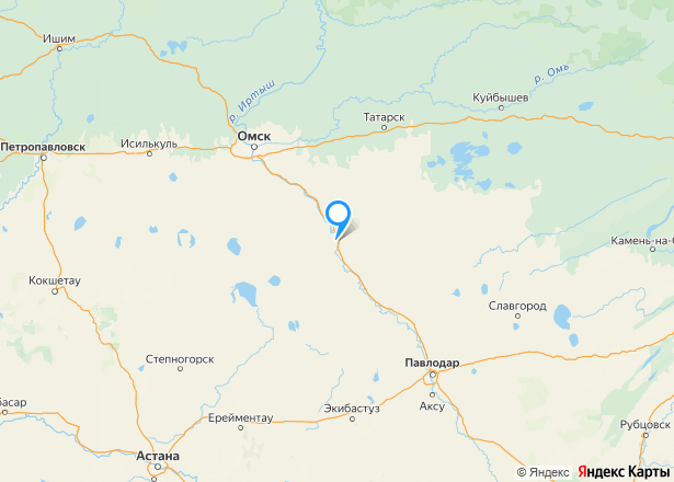 Здание 45,7 кв.м. и земельный участок 5916+/-1 кв.м. в Омской обл. - Изображение местоположения