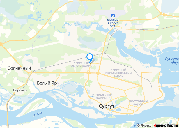 Квартира в Сургуте, 28,3 кв.м, 1 комн. - Изображение местоположения