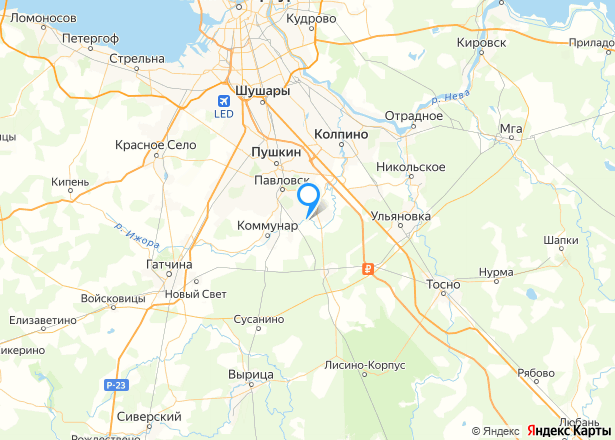 Объект незавершенного строительства и земельный участок 1200 кв.м в Ленинградской обл. - Изображение местоположения