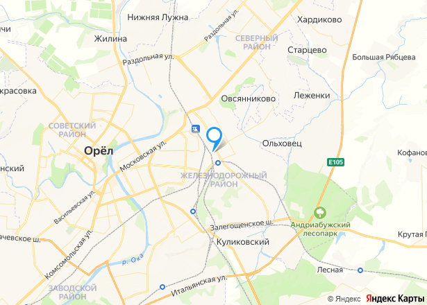 Квартира в Орле, 50,1 кв.м, 2 комн. - Изображение местоположения