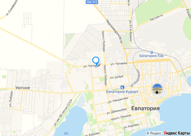 Квартира в Евпатории, 35,2 кв.м, 1 комн. - Изображение местоположения