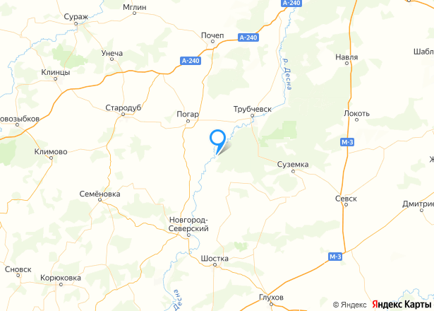 Здание 516,8 кв.м. и земельный участок 823+/-10,04 кв.м. в Брянской обл. - Изображение местоположения