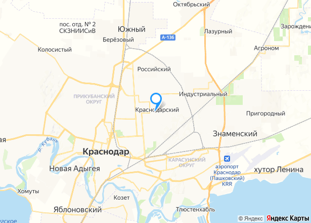 Квартира в Краснодаре, 51,3 кв.м, 2 комн. - Изображение местоположения
