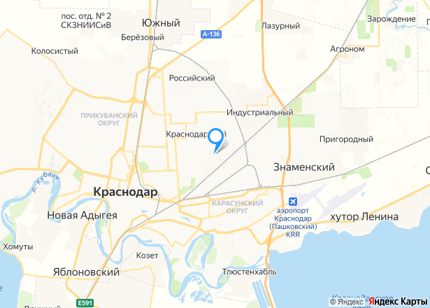 Квартира в Краснодаре, 27,8 кв.м, 1 комн. - Изображение местоположения