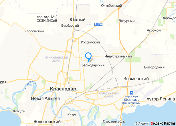 Квартира в Краснодаре, 36,9 кв.м. 1 комн. - Изображение местоположения