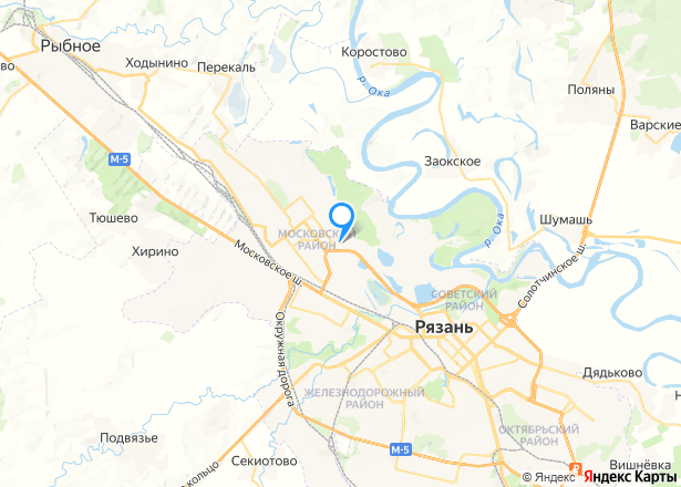 2-комнатная квартира, г Рязань, ул Бирюзова, д. 30 к. 1 - Изображение местоположения