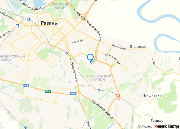 Квартира в Рязани, 34,7 кв.м, 1 комн. - Изображение местоположения