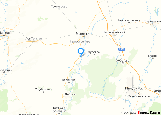 Дом 20,8 кв.м. и земельный участок 2813 кв.м. в Липецкой обл. - Изображение местоположения